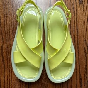 Tory Burch Citron Green Crisscross Bubble Jelly Sandals